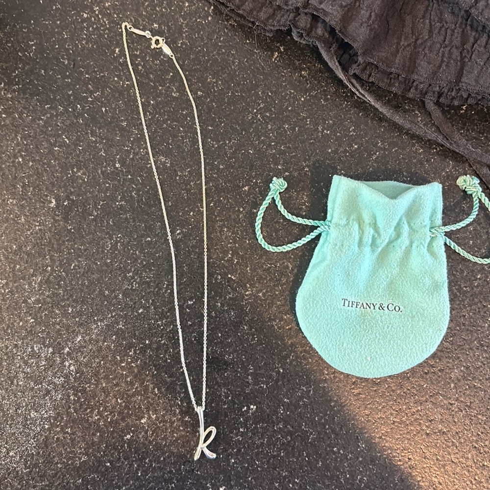 Tiffany Cursive Initial Letter K Necklace Elsa Pe… - image 3